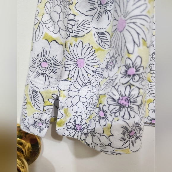 J.Jill Printed Scoop Neck Layering Tank Floral Print size2X Black & White w/Pink - Picture 6 of 7